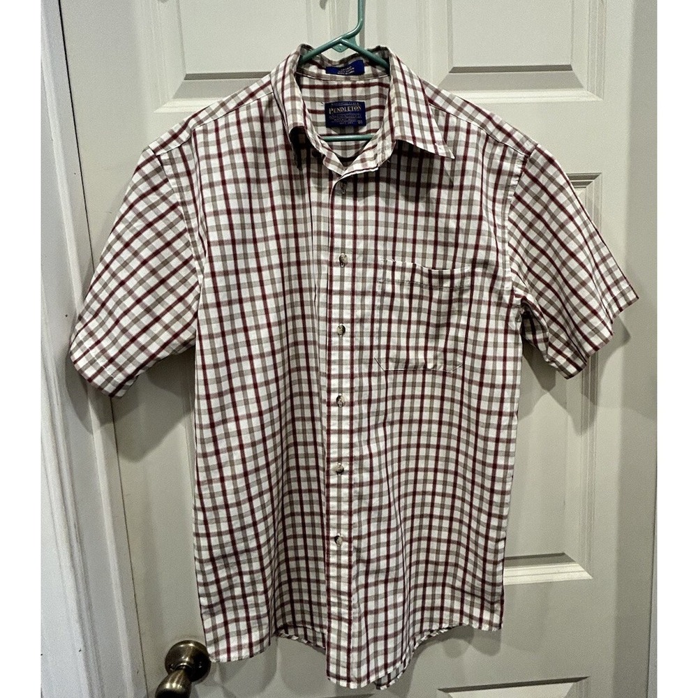Pendleton Men's‎ Oceanside Plaid Short Sleeve Button Up Shirt Size Medium Cotton